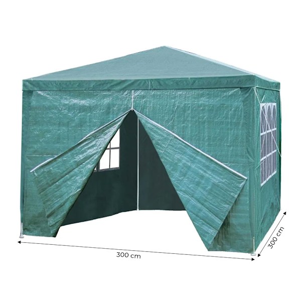 Have erhvervspavillontelt, 3x3 m, 4 vægge, grøn, MultiGarden