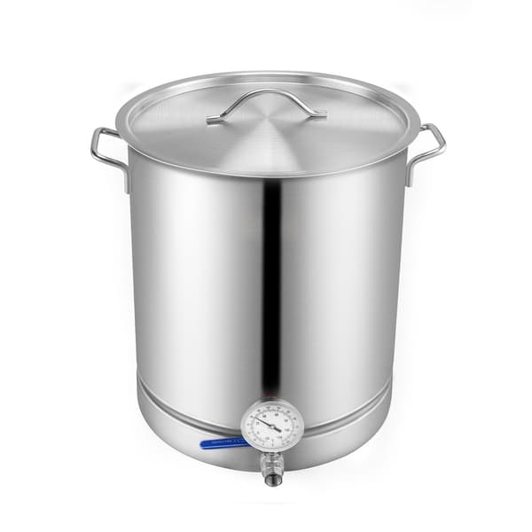 Bryggkittel i rostfritt stål, 16 gallon – ventil, termometer