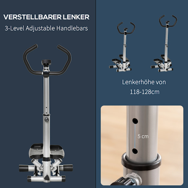 Stepper Håndtag Motionscykel Fitness Enhed Ben Numse Træning Lcd Skærm Justerbar Hastighed