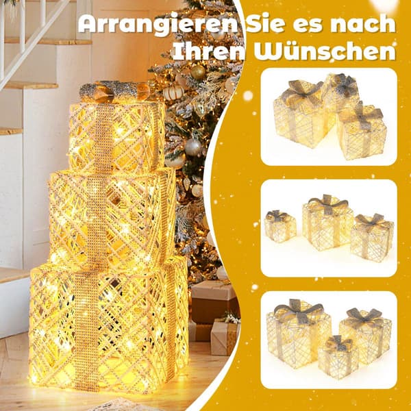 3-delade LED-presentaskar med 50 varmvita lampor