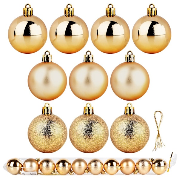 Sprængsikre julekugler guld 5 cm 10 stk.