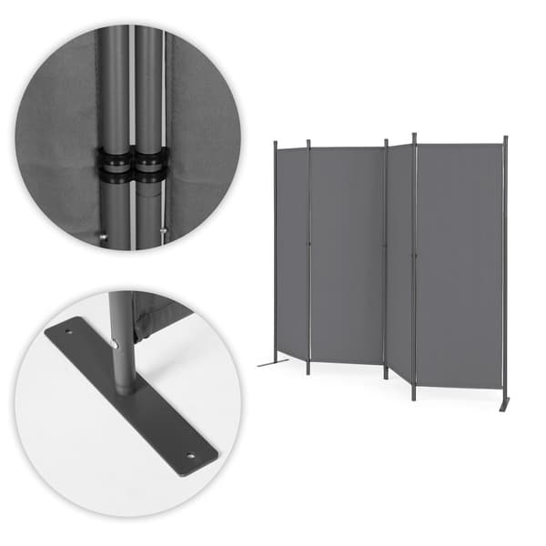 Sammenklappelig 4-panel have- og rumdeler 167x216 cm Grå MultiGarden