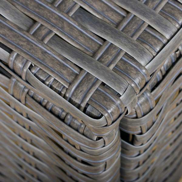 10 stk. Rattan siddegruppe, med hjørnestole, bord, taburetter, sæde- og ryghynder, PE rattan, polyester, 120 x 68 x 73 cm, mørkegrå |