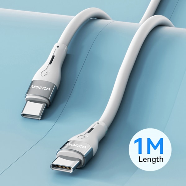 Holdbart fleksibelt kabel USB-C - USB-C PD 65W 1m hvid