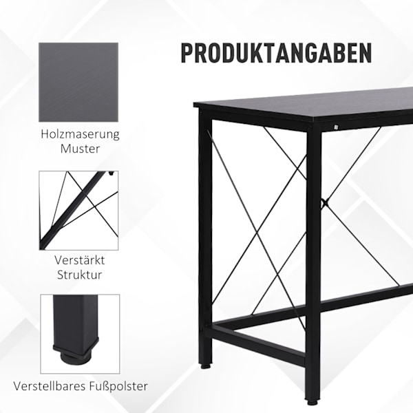 Computer Skrivebord L-Shape Hjørne Skrivebord, Vinkel Skrivebord, Mdf, Sort, 150X150X76Cm