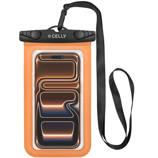 Vandtæt telefonetui IPX8, passer til op til 7 tommer, orange