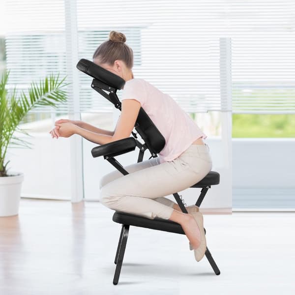 Bærbar justerbar massagestol – sort, foldbart design