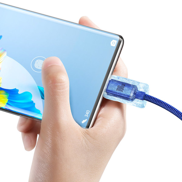 Kabel för snabbladdning och dataöverföring USB - USB-C 100W 1,2m blå