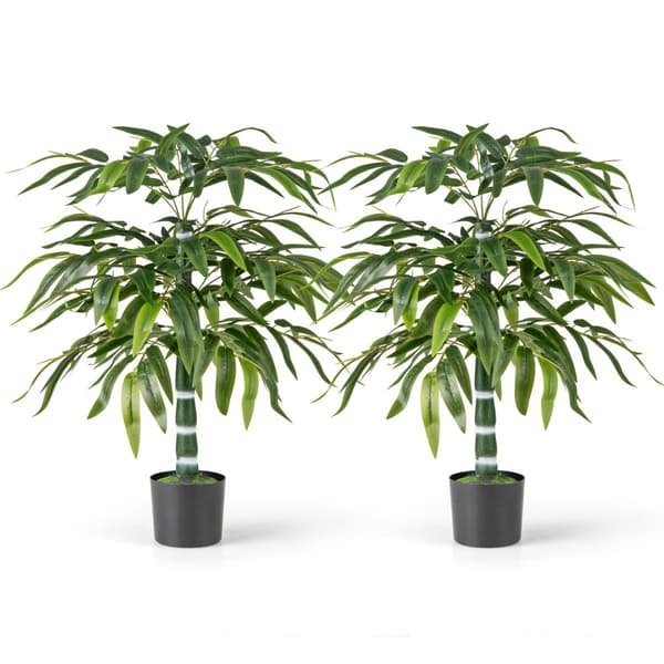 Konstgjord bambuväxtset, 100 cm, med kruka, 2-pack
