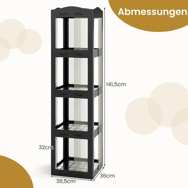 360 grader roterende bogreol, foldbar, transparent, sort