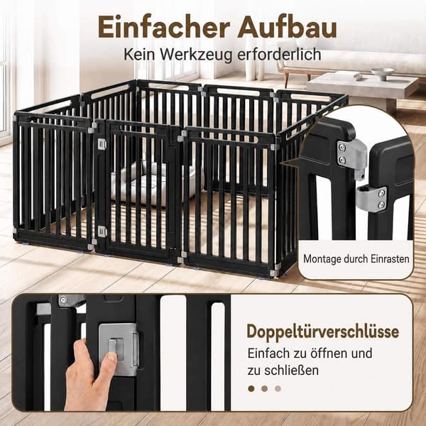 84 cm hög HDPE-hundlekhage, 10 paneler, inomhus/utomhus