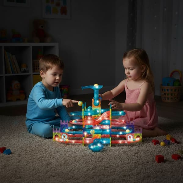 Magnetisk LED-kuglebane – 166 dele, 3D-bygning