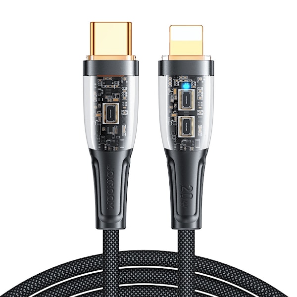 Kaapeli älykytkimellä USB-C - iPhone Lightning 1,2m - musta