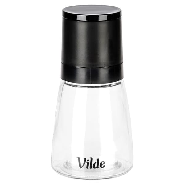 Peber- og saltkværn i glas, 13,5 cm, keramisk mekanisme