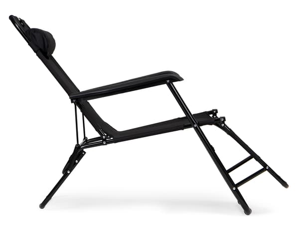 Havestol med nakkestøtte, foldbart design, sort