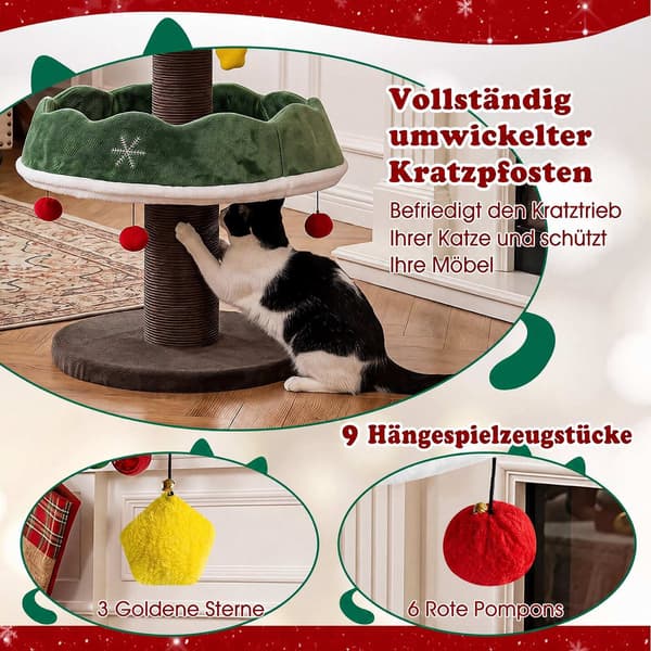 Juletræstårn til katte med lejlighed og kradsetræer