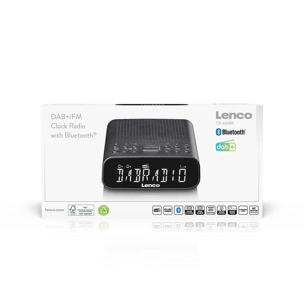 DAB+/FM-klockradio med Bluetooth och dimbar LCD-skärm