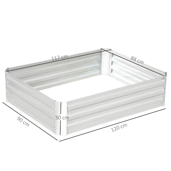 Höjdsäng Gjord Av Galvaniserat Stål Trädgårdssäng Plantering För Trädgård Blomlåda Blomkruka Silver 120 X 90 X 30 Cm