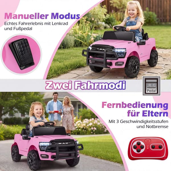 12V elektrisk åkbil för barn, rosa, med fjärrkontroll