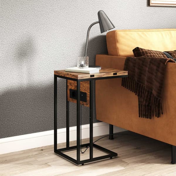 C-formet sidebord med ladestation og foldbar top