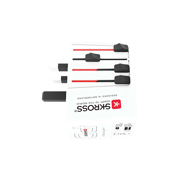 Reseadapter 2-polig världsreseadapter med integrerad Dual USB-laddare (1x USB C & 1 x USB) 45 Watts strömförsörjning