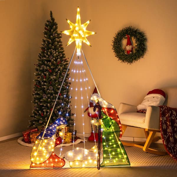 Förbelyst julkrubbas, 180 cm, 240 LED, 6 lägen