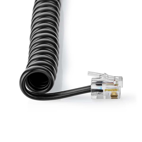 Telekomkabel | RJ10 Hane | RJ10 Hane | 5.00 m | Kabelns utformning: Lindad | Kabeltyp: RJ10 | Svart