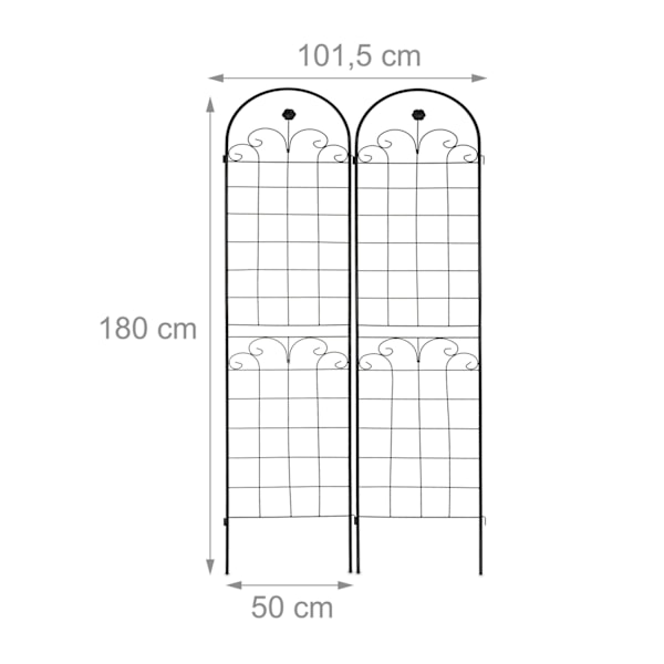 Trellis 180 cm sæt af 2 sorte