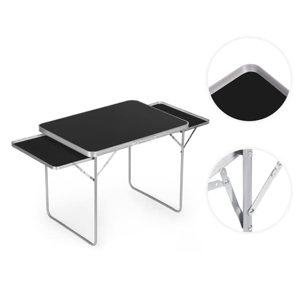Campingbord 120x60 cm, foldbart med 2 hylder