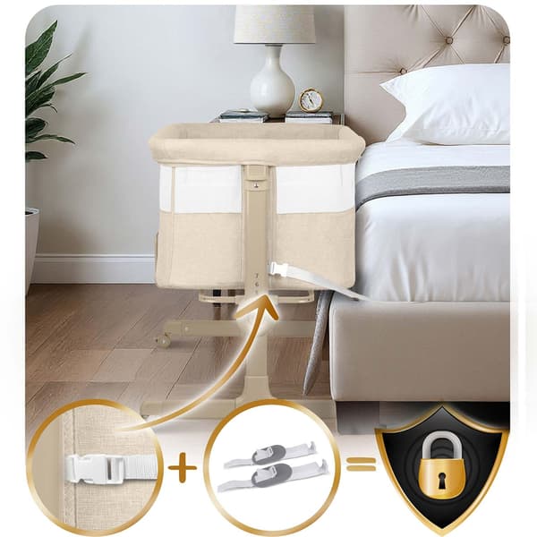 Sammenfoldelig rejse-babyseng med co-sleeper-funktion