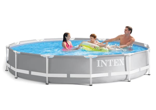 Rund trädgårdspool med ram, 366 cm diameter, 3-lagers PVC