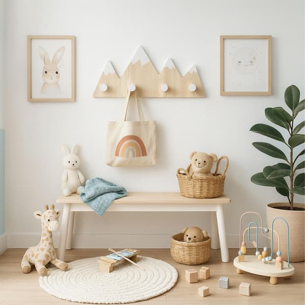 Väggklädhängare för barn, 4 krokar – Mountain Design