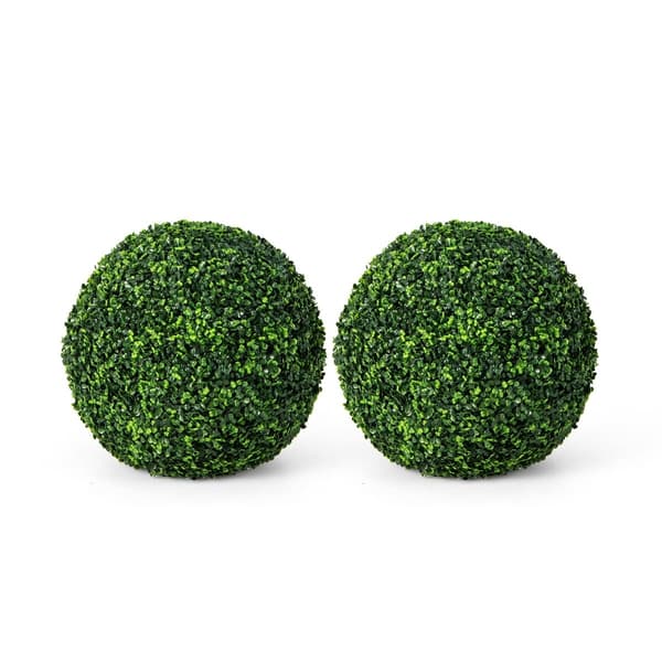 Konstgjorda buxbombollar, 48 cm, UV-resistenta, set om 2