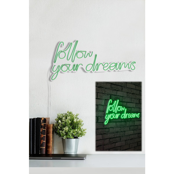Dekorativ Plast Led-belysning Follow Your Dreams - Grön
