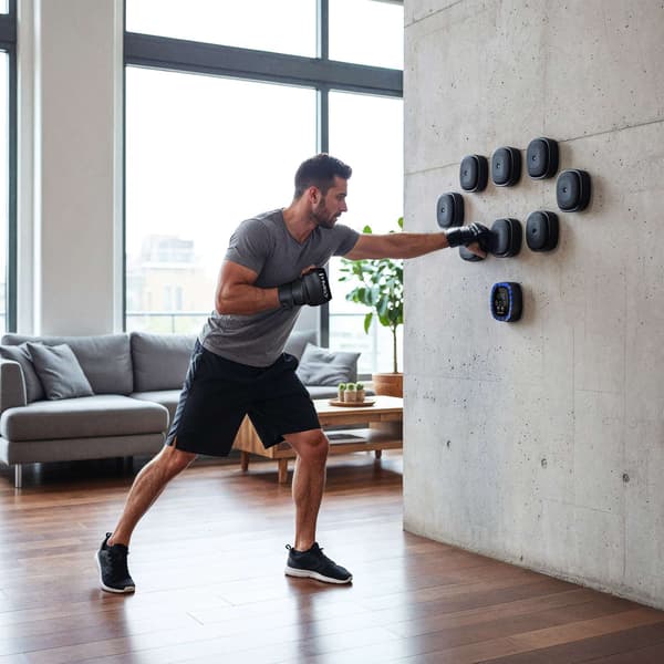 Modulär boxningsvägg med Bluetooth och MMA-handskar