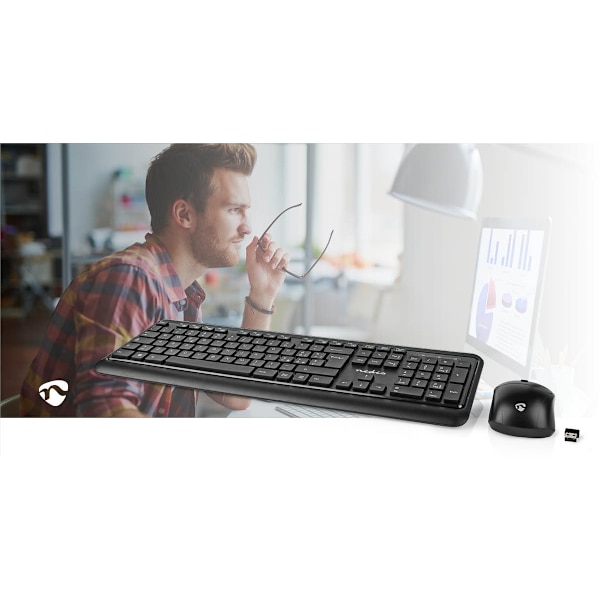 Hiiri ja Näppäimistö Paketti | Langaton | Hiiri- ja näppäimistöliitäntä: USB | 800 / 1200 / 1600 dpi | Säädettävä DPI | QWERTY | IT Näppäinasettelu