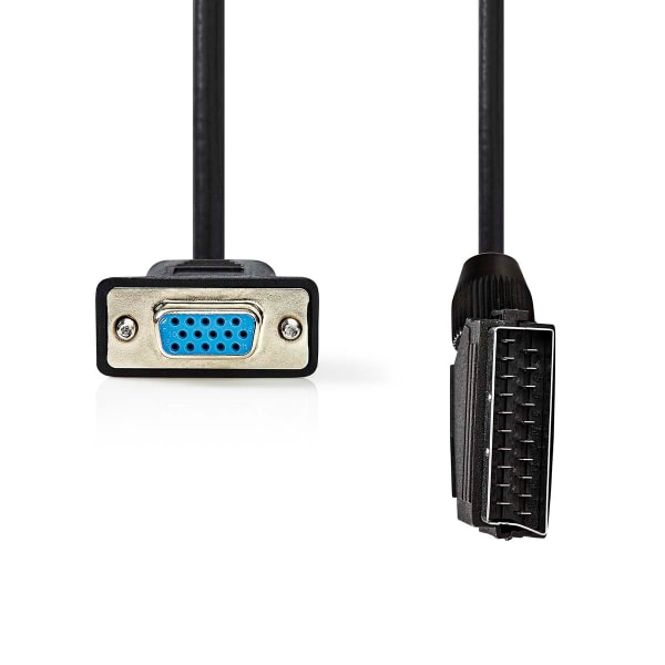 SCART-kaapeli | SCART Uros | VGA Naaras | Niklattu | 480p | 2.00 m | Pyöreä | PVC | Musta | Label