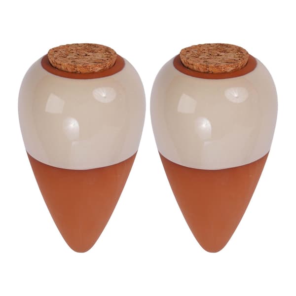 Leravattenkottar med lock, 350 ml, beige, 2-pack