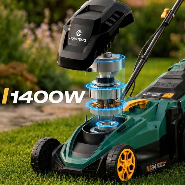Elektrisk plæneklipper, 1400W, 34 cm klippebredde