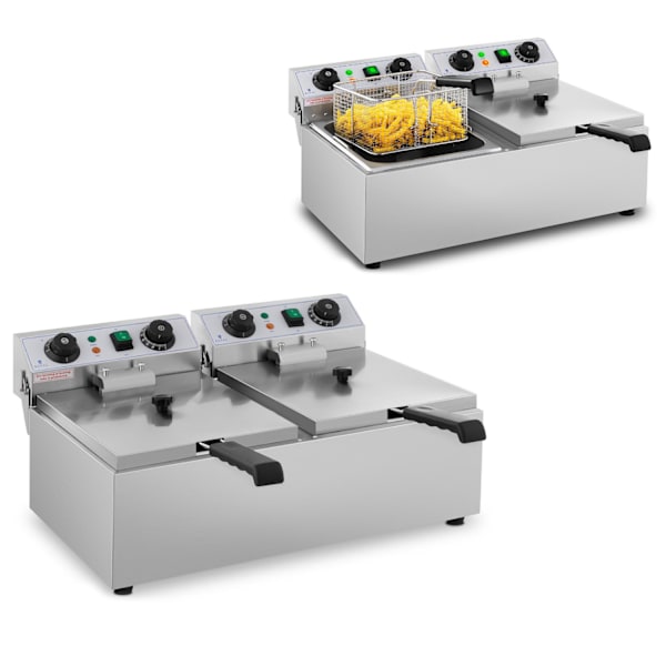 Elektrisk cateringfriture TIMER 230 V 2 x 3200W 2 x 10 L