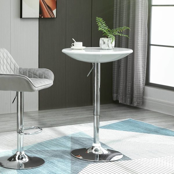 Barbord Moderne Spisebord Skrivebord Højdejustering Metal Abs Maling Hvid Ø61 X 76-97 Cm