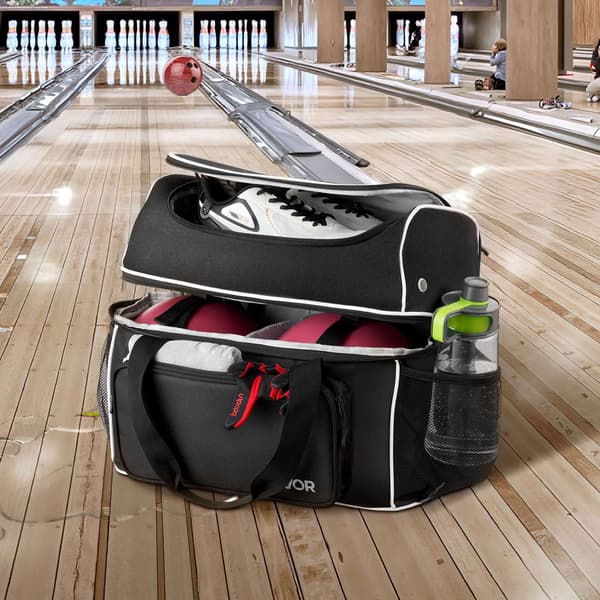 Bowlingkugletaske, rulletaske til 2 kugler, skorum