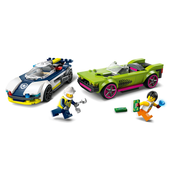 LEGO Cityn poliisiauton ja muskeliauton takaa-ajo
