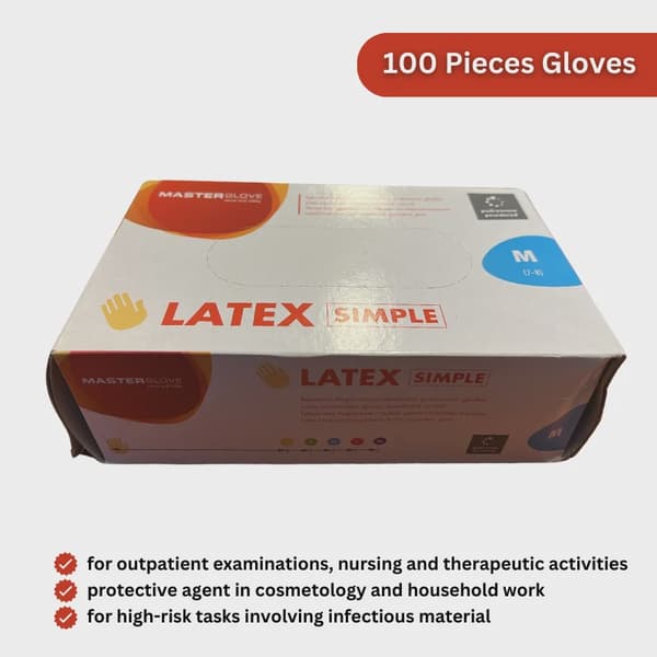 Latexhandskar, pudrade, medium, 100-pack