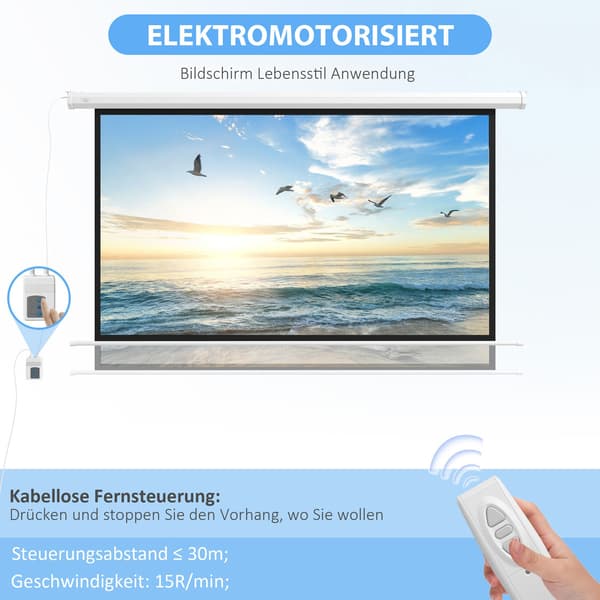 Moottoroitu 84" projektoriruutu, 16:9, kaukosäädin