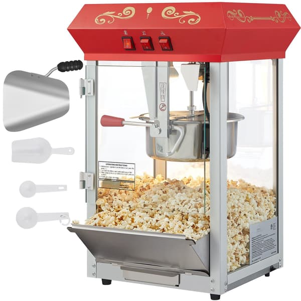 Popcornmaskine, 850W 237 ml elkedel, 48 kopper
