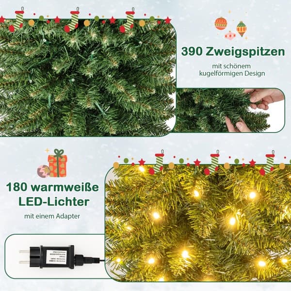 180 cm tekokuusi LED-valoilla