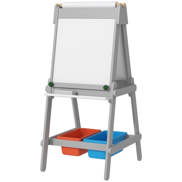 3-i-1 svart tavla för barn, dubbelsidigt staffli för barn med svarta tavla, whiteboard, staffli med suddgummi, ritpapper, förvaringslådor, för barn 3-