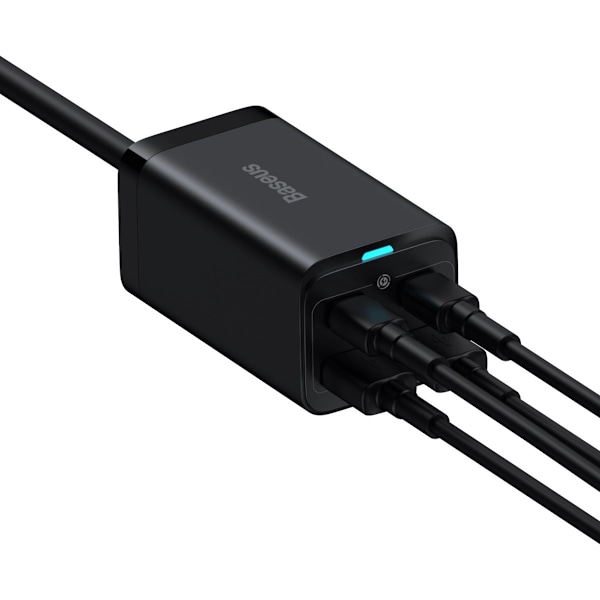 Hurtig universal GaN-oplader 2x USB-C 2x USB 100W QC 4.0+ AFC sort