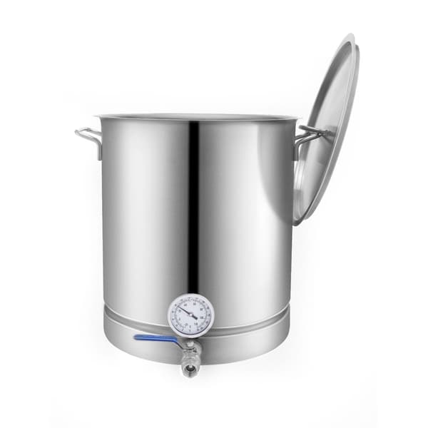 Bryggkittel i rostfritt stål, 16 gallon – ventil, termometer